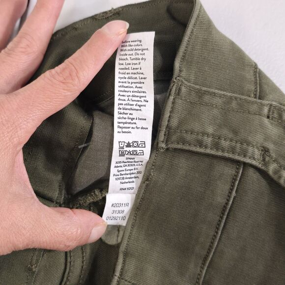 SPANX Stretch Twill Ankle Cargo Womens Pants Darkened Olive Small - Picture 15 of 16